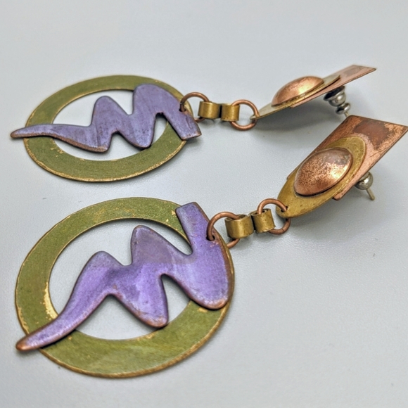 VTG 90s Abstract Metal Dangle Earrings